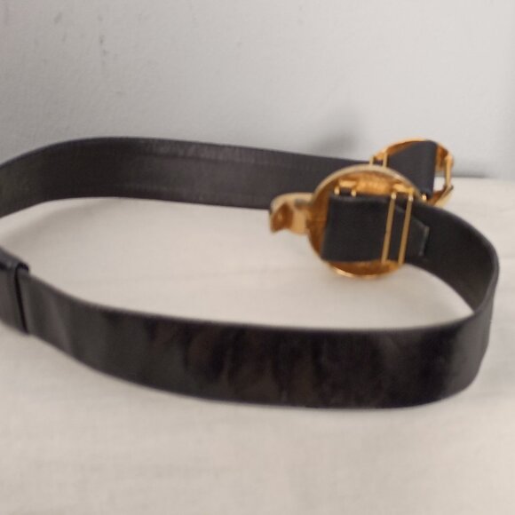 ❤️ALEXIS KIRK Signed Black Buckle & Belt Lizard Print Belt Size 31